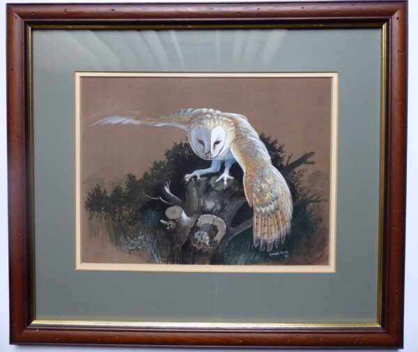 " Vigil at Dusk" (Barn Owl) an original painting by Kenneth Smith